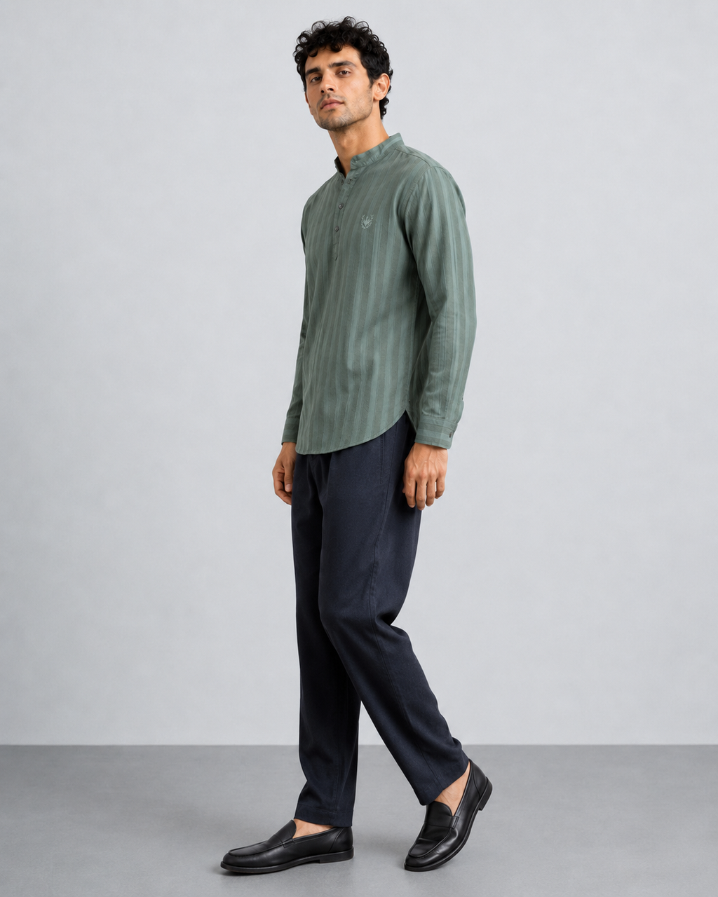 Teal Textured Short Kurta