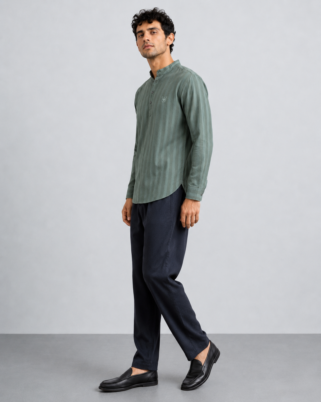 Teal Textured Short Kurta