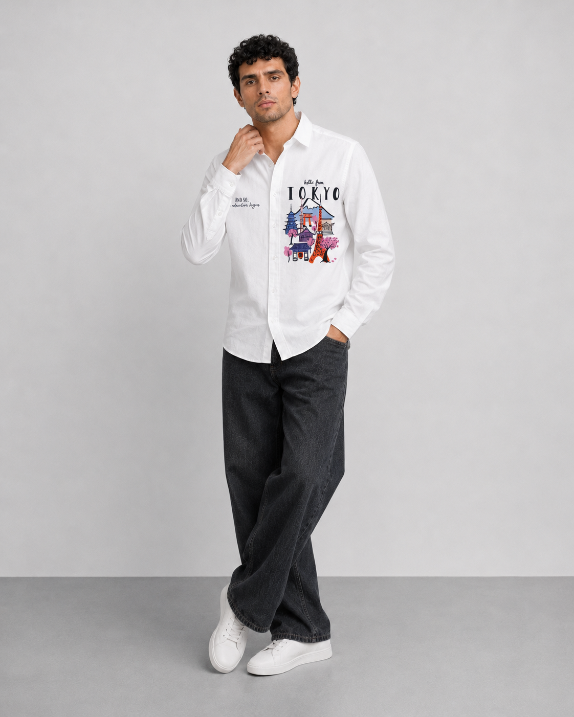 Tokyo Travel Print Cotton Shirt