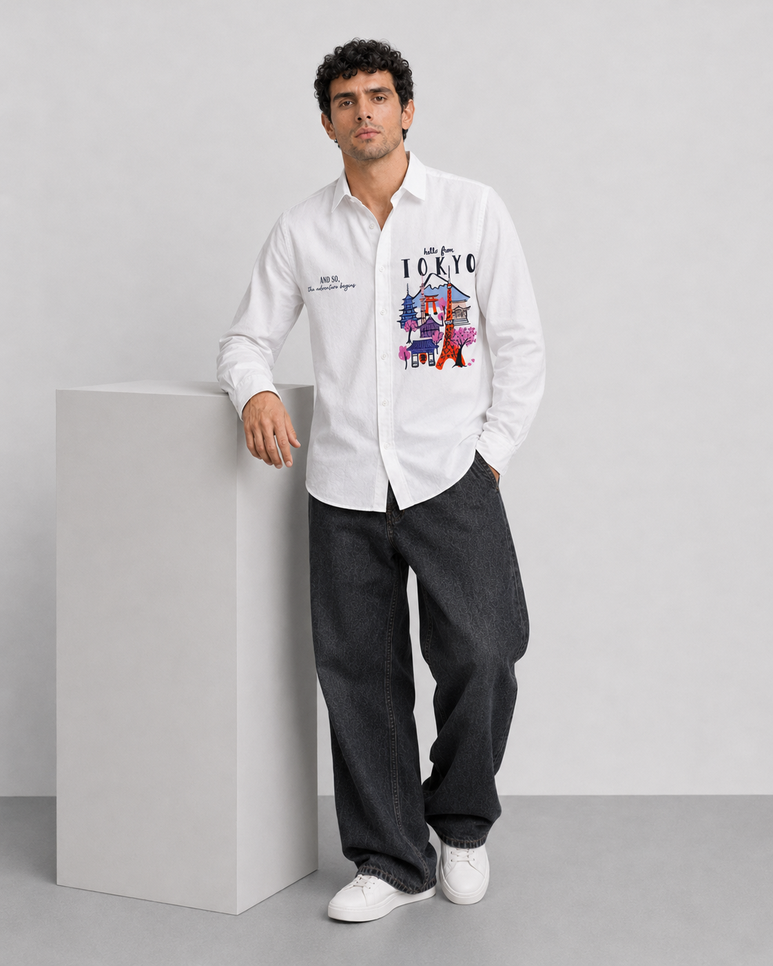 Tokyo Travel Print Cotton Shirt