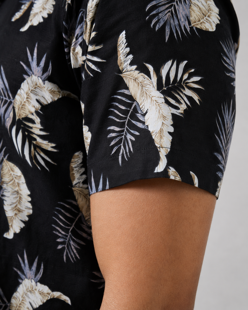 Tropical Leaf Print Cotton Shirt