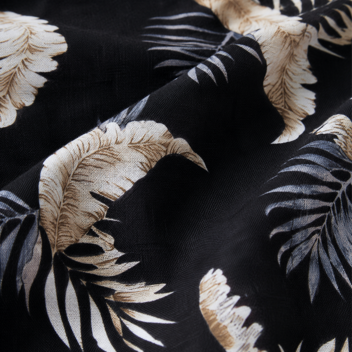 Tropical Leaf Print Cotton Shirt
