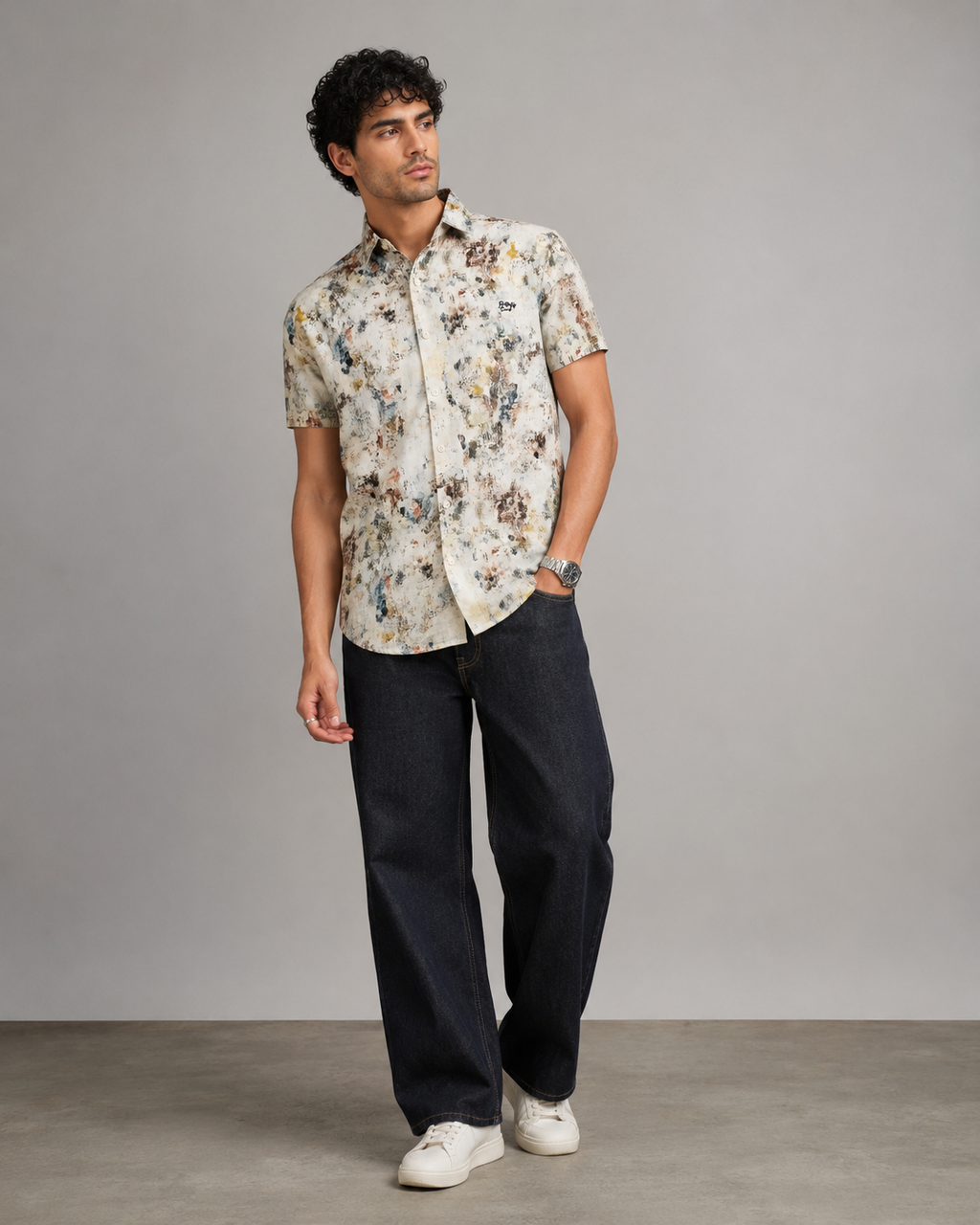 Vintage Marble Print Cotton Shirt