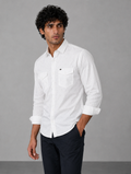 White Cotton Dual Pockets Linen Shirt