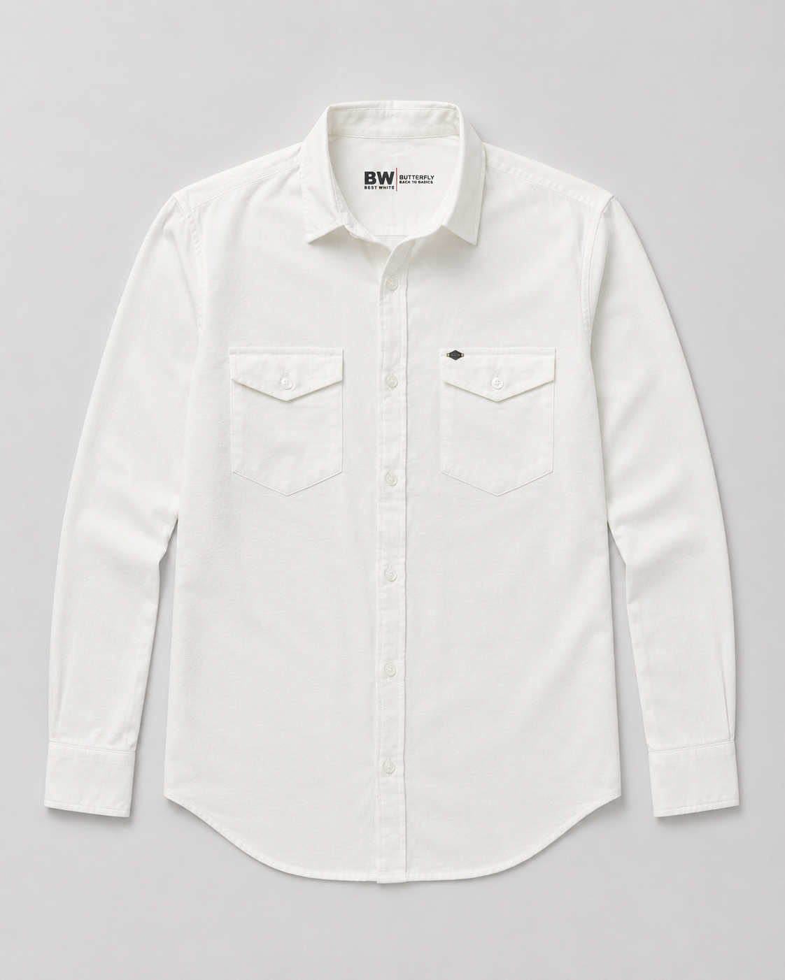 White Cotton Dual Pockets Linen Shirt