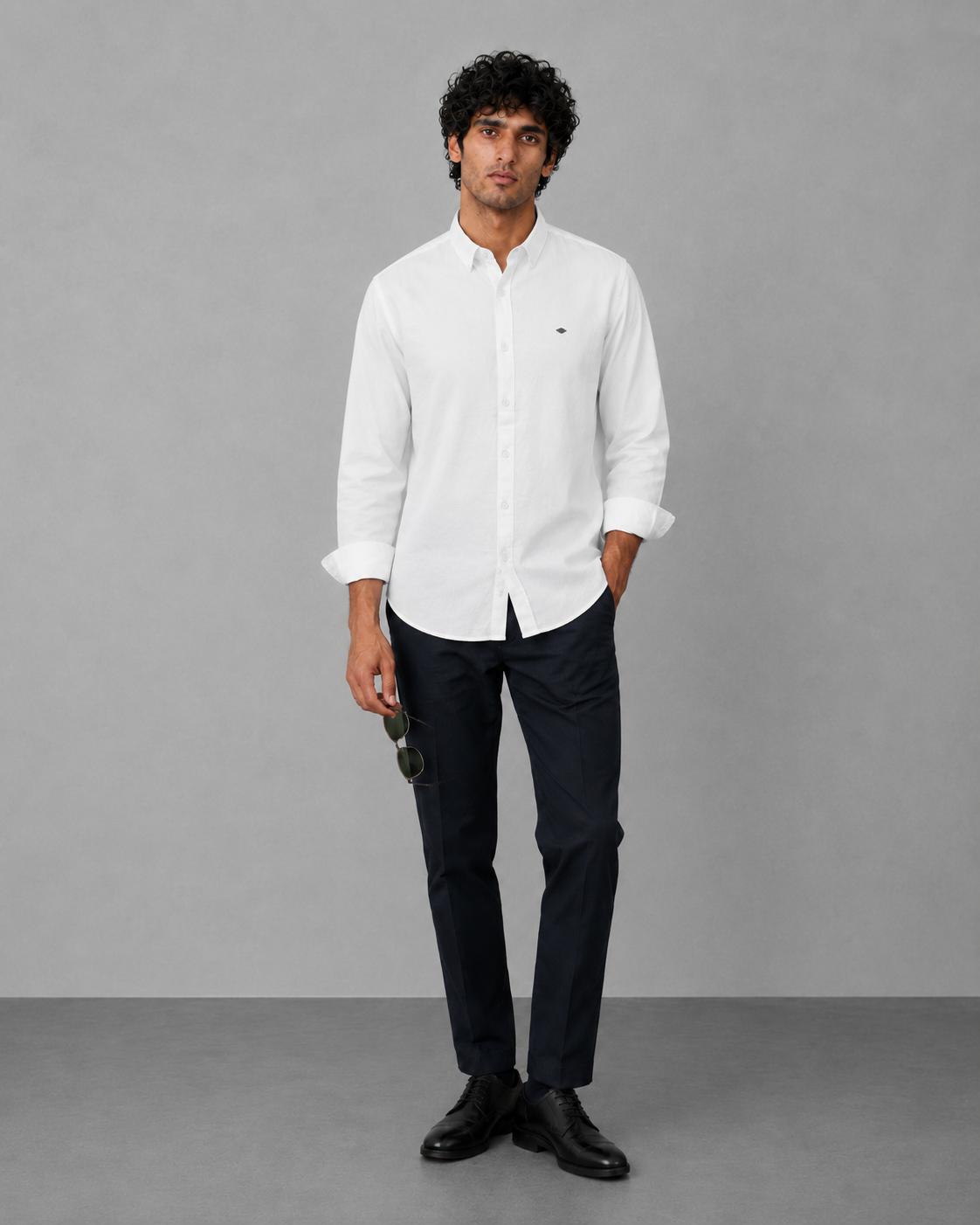 White Cotton Linen Formal Shirt