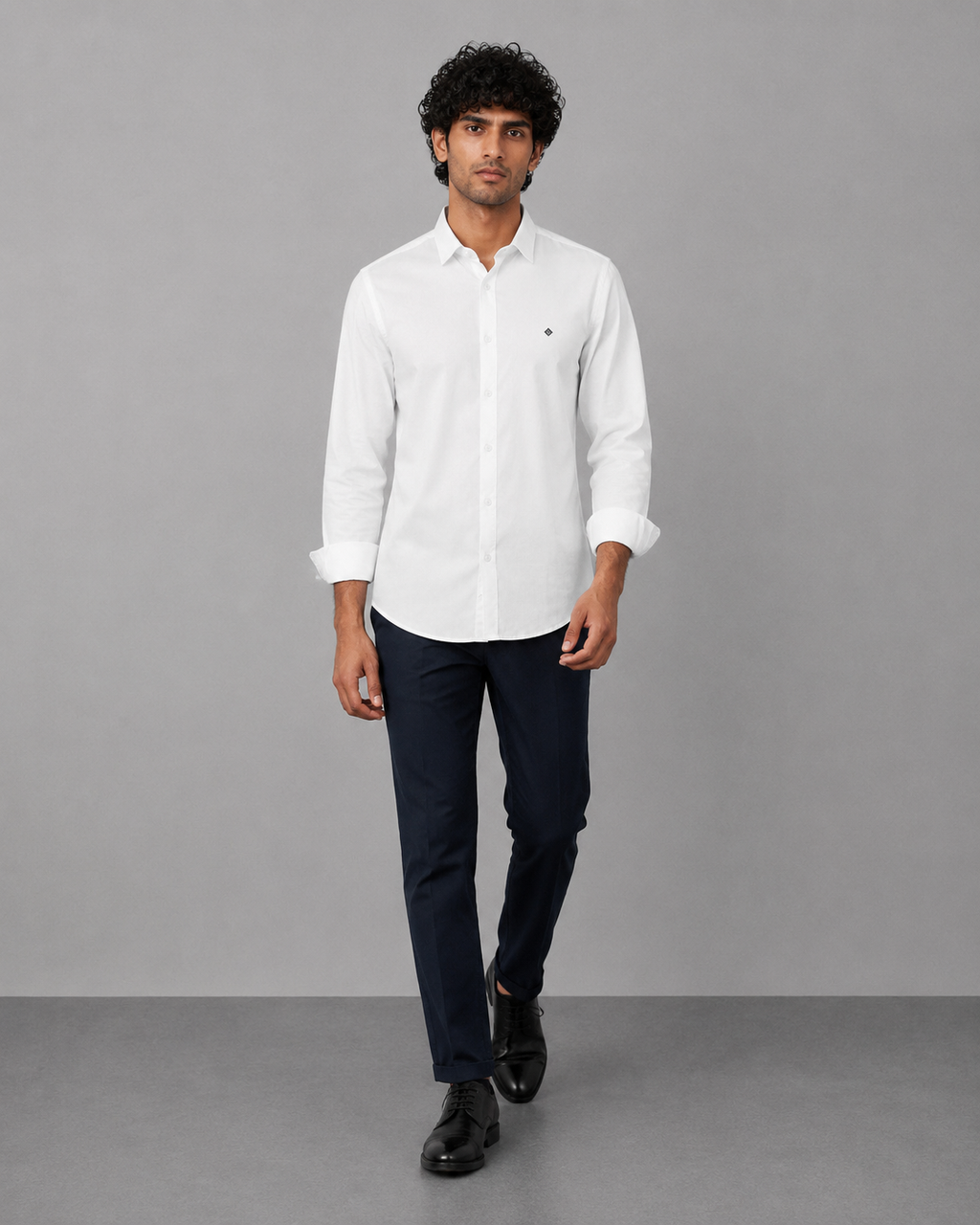 White Cotton Linen Formal Shirt