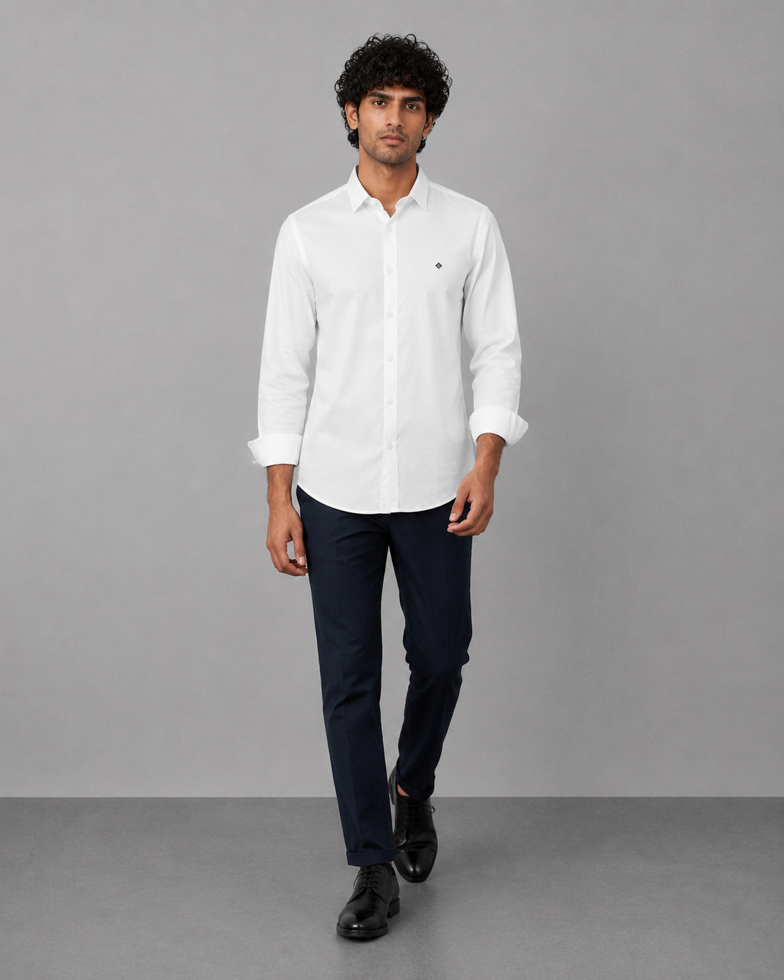 White Cotton Linen Formal Shirt
