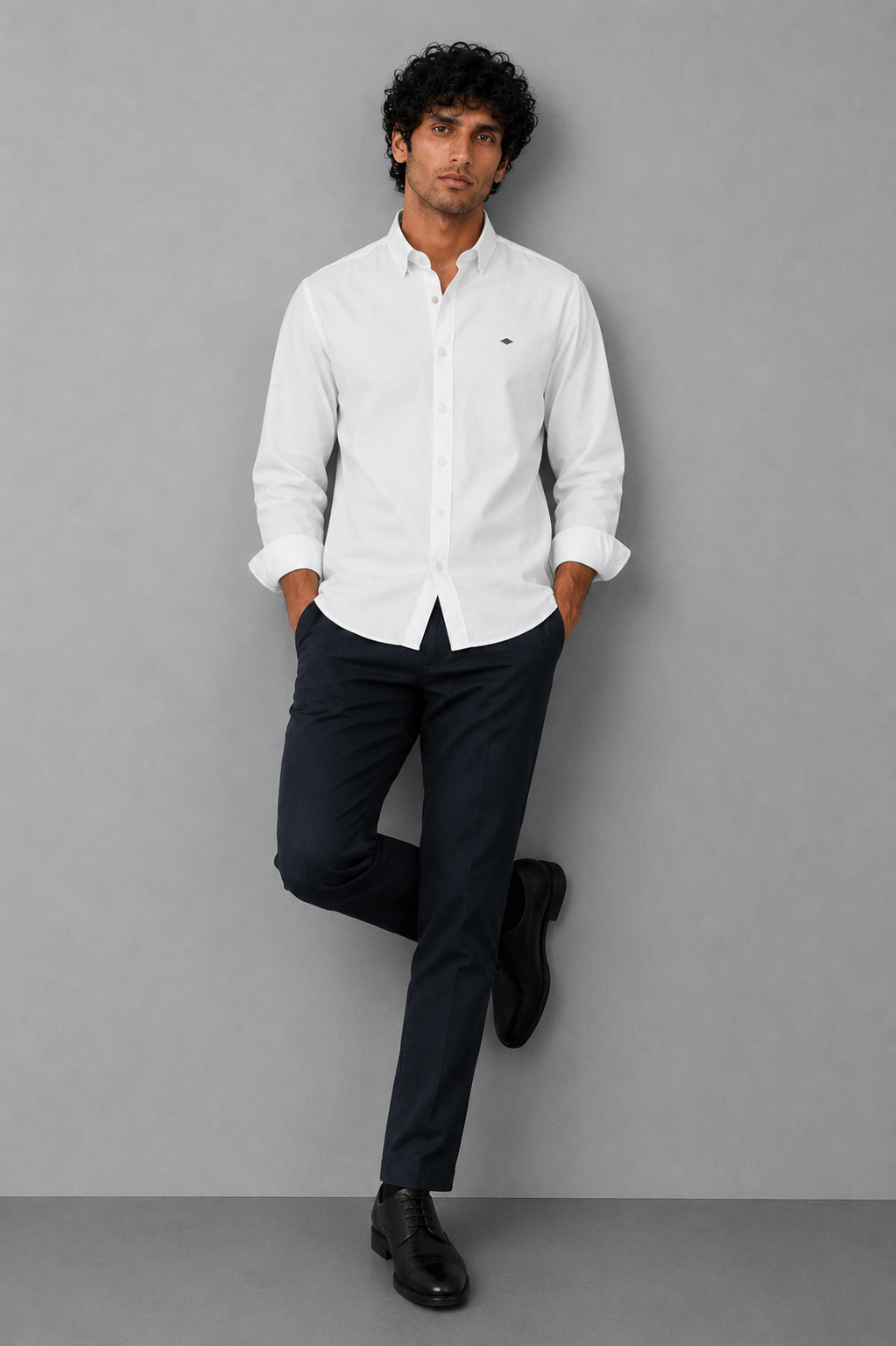 White Cotton Linen Formal Shirt