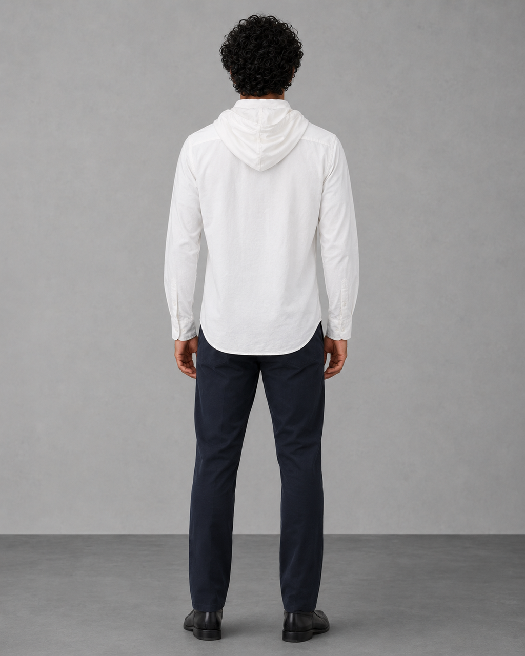 White Cotton Linen Hooded Shirt