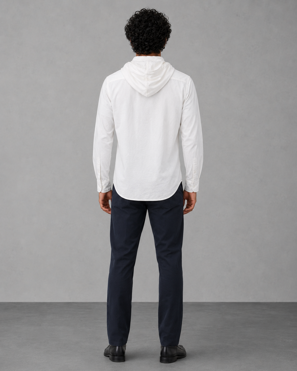 White Cotton Linen Hooded Shirt
