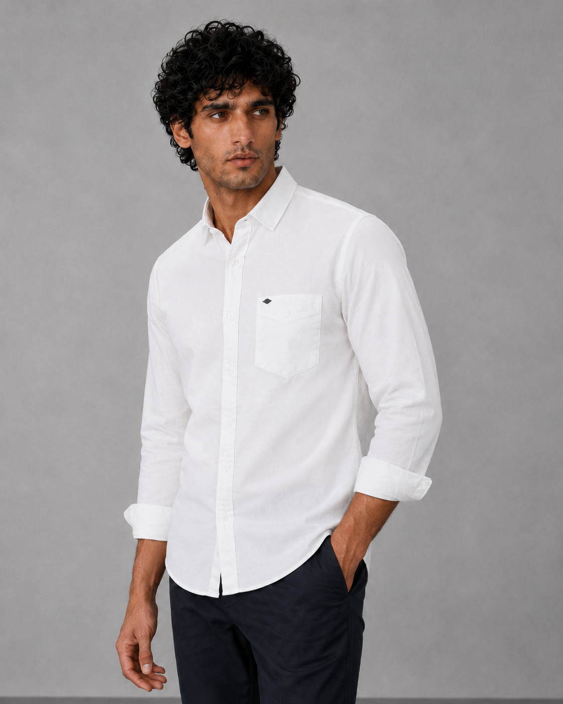 White Cotton Linen Shirt