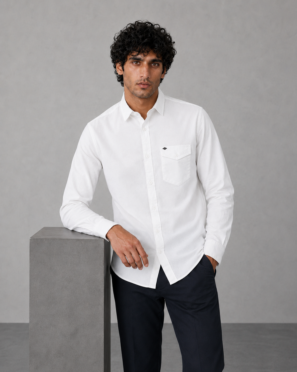 White Cotton Linen Shirt