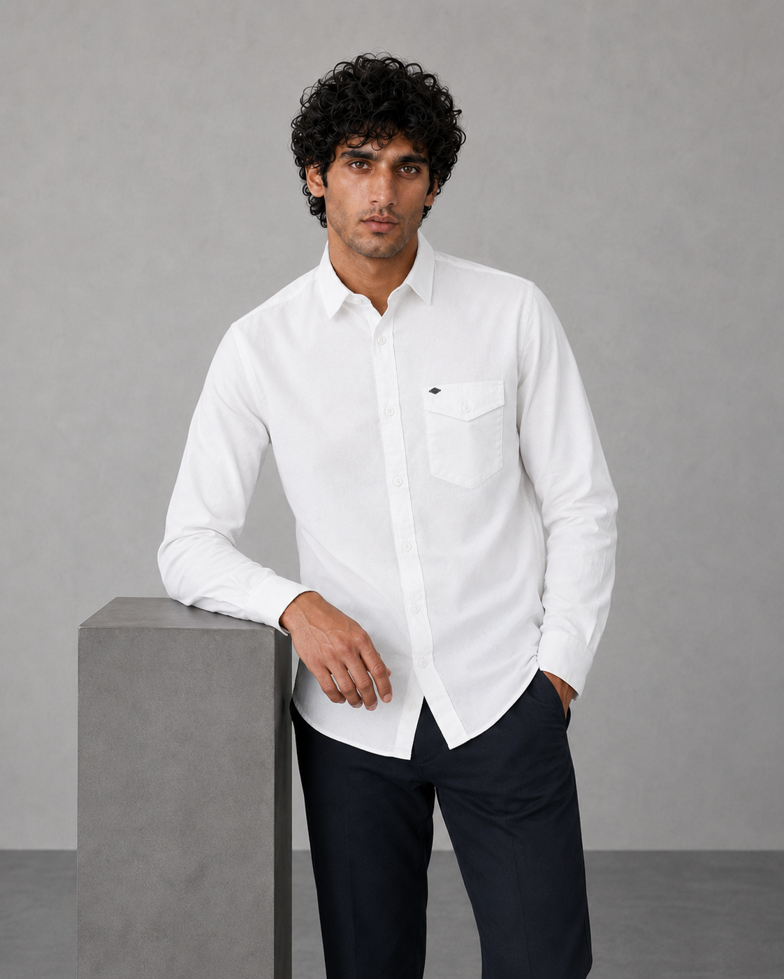 White Cotton Linen Shirt