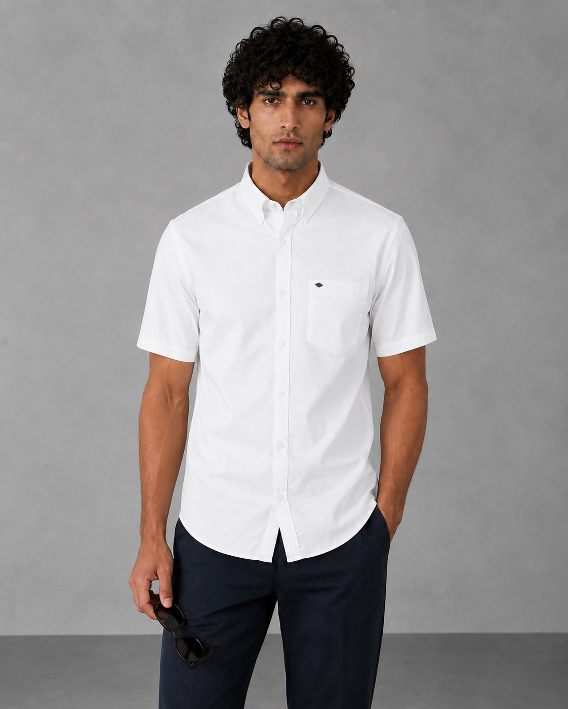 White Cotton Linen Shirt – Half Sleeve