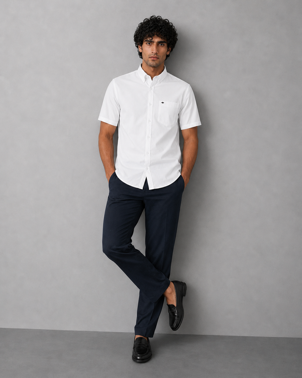 White Cotton Linen Shirt – Half Sleeve