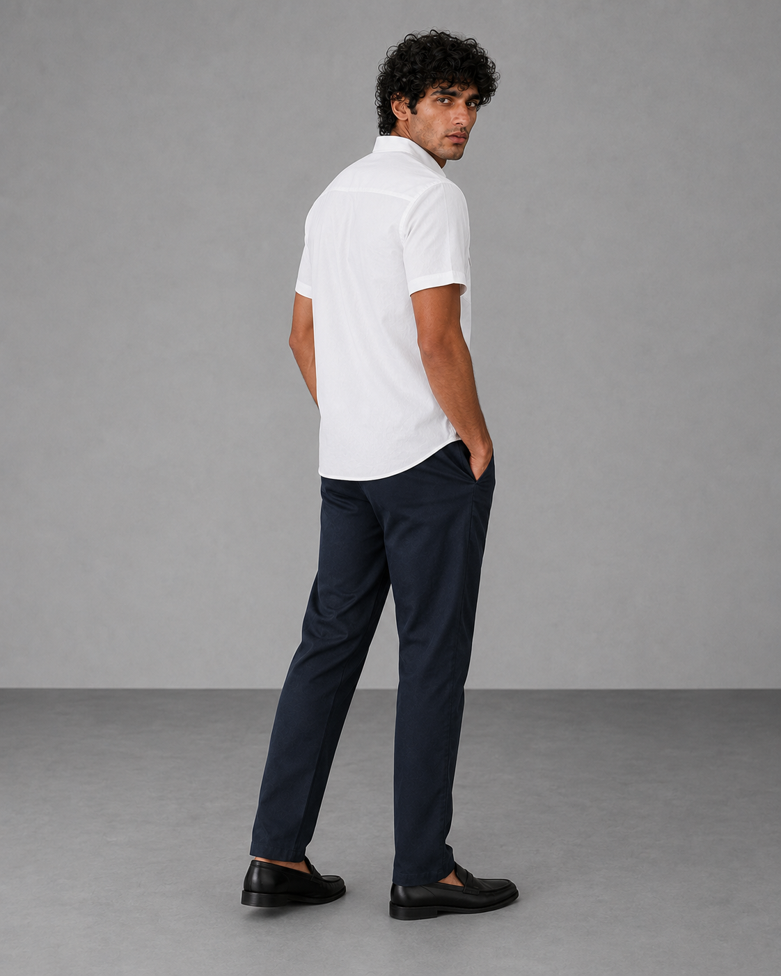 White Cotton Linen Shirt – Half Sleeve