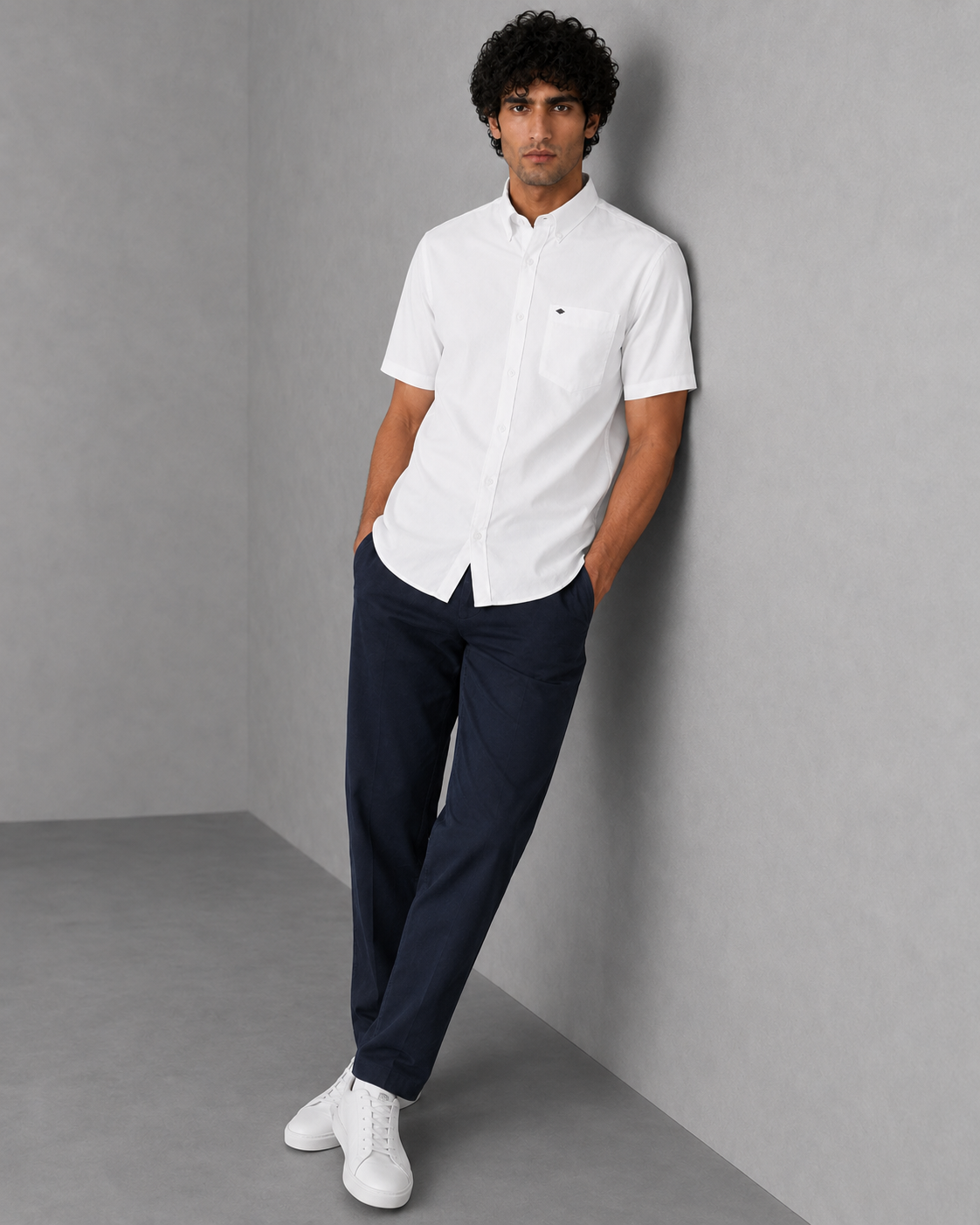 White Cotton Linen Shirt – Half Sleeve