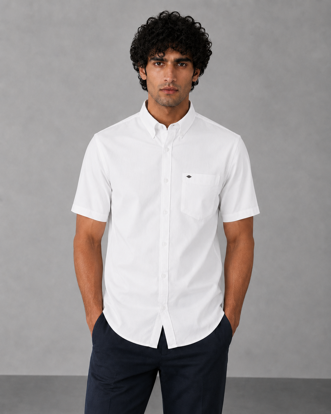 White Cotton Linen Shirt – Half Sleeve