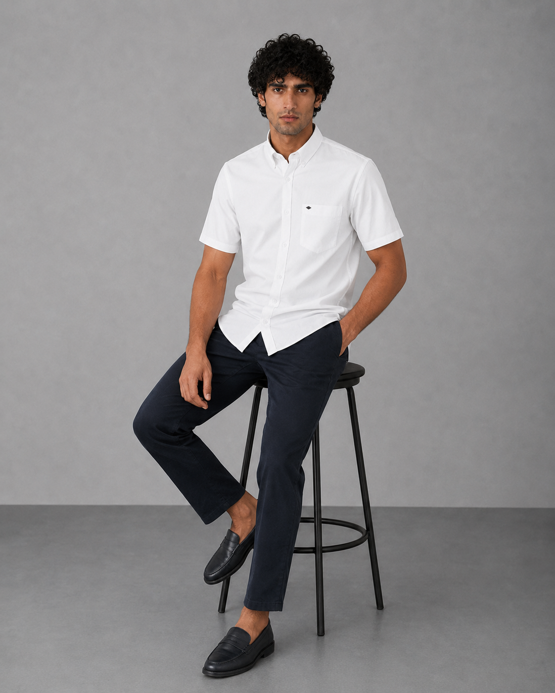 White Cotton Linen Shirt – Half Sleeve