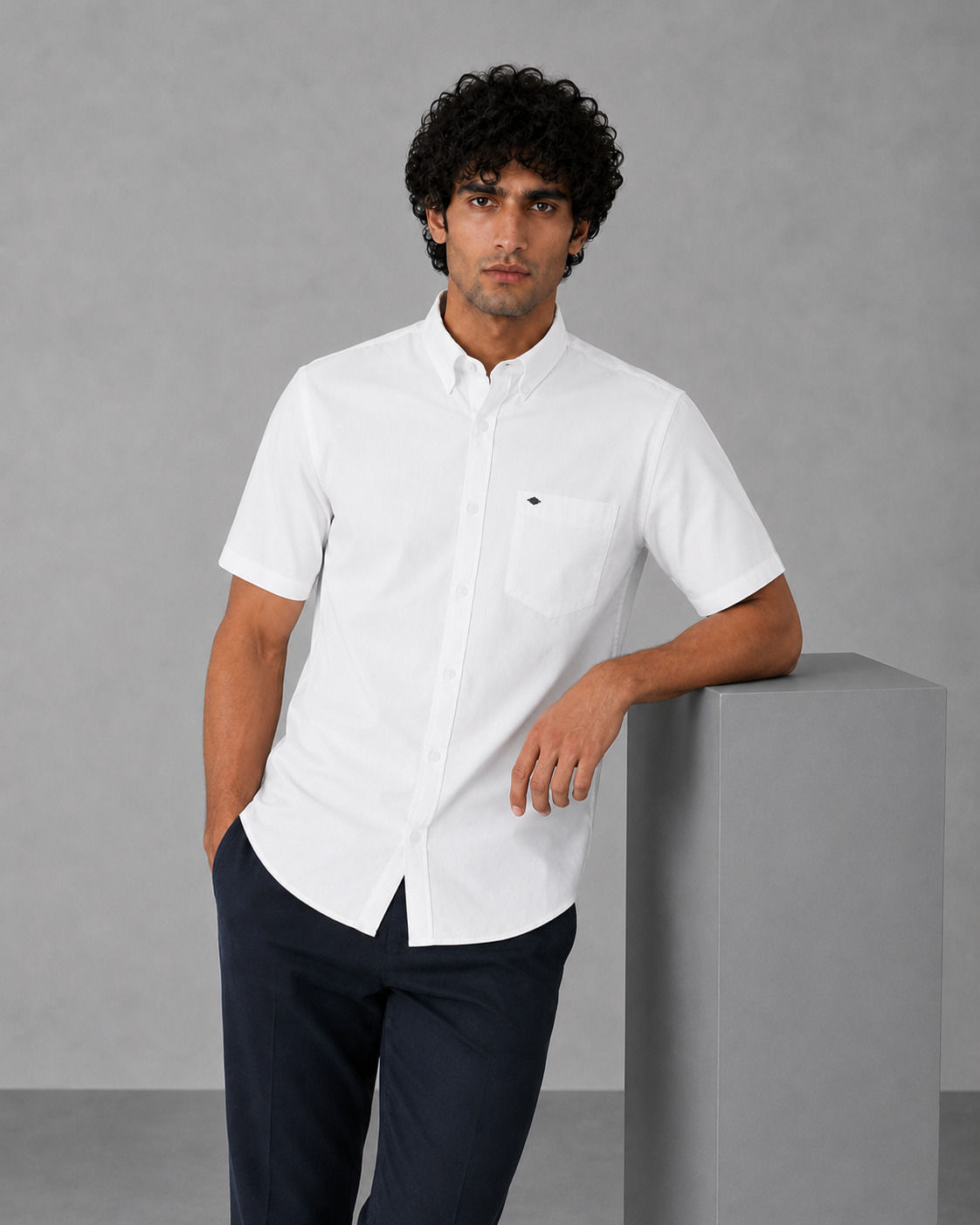 White Cotton Linen Shirt – Half Sleeve