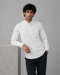 White Cotton Linen Short Kurta