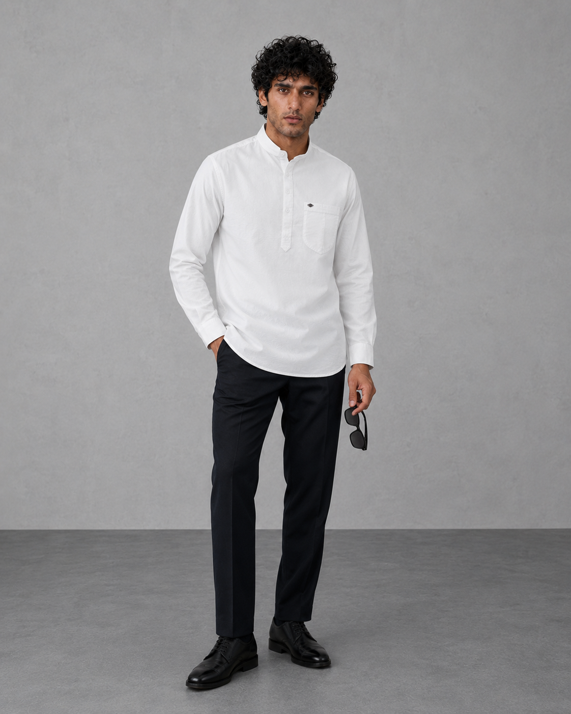 White Cotton Linen Short Kurta