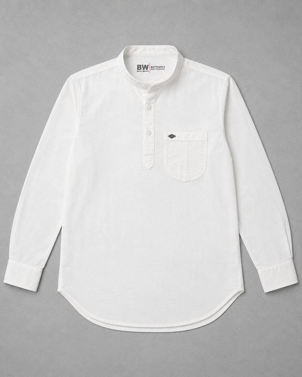 White Cotton Linen Short Kurta