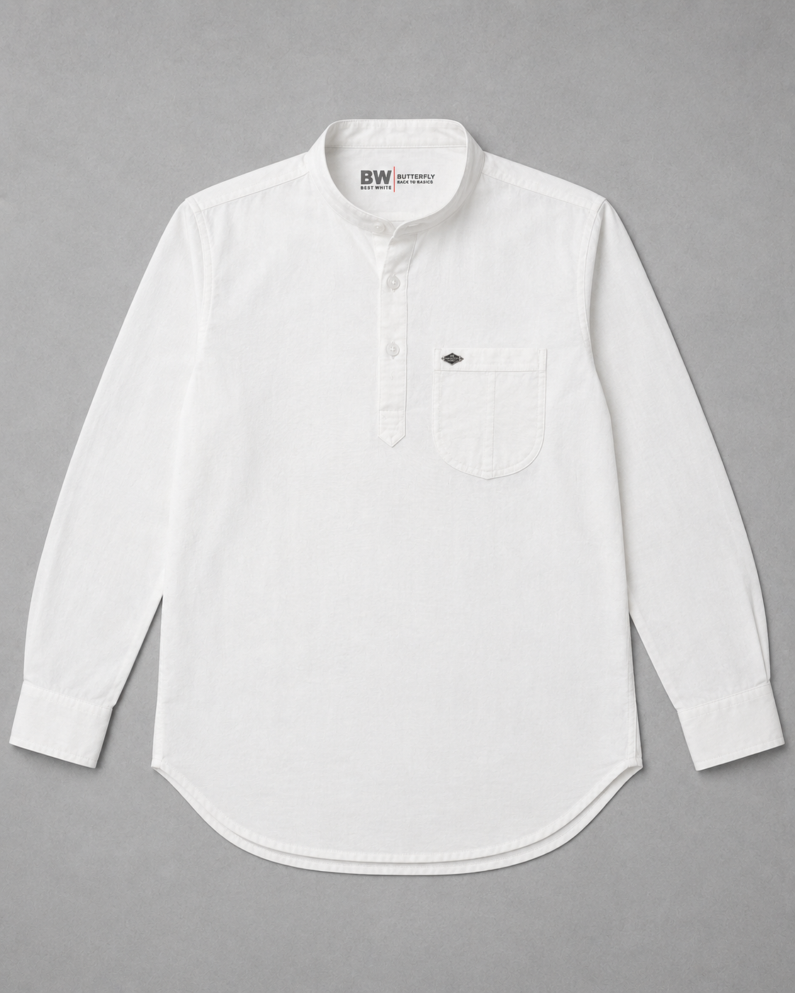 White Cotton Linen Short Kurta