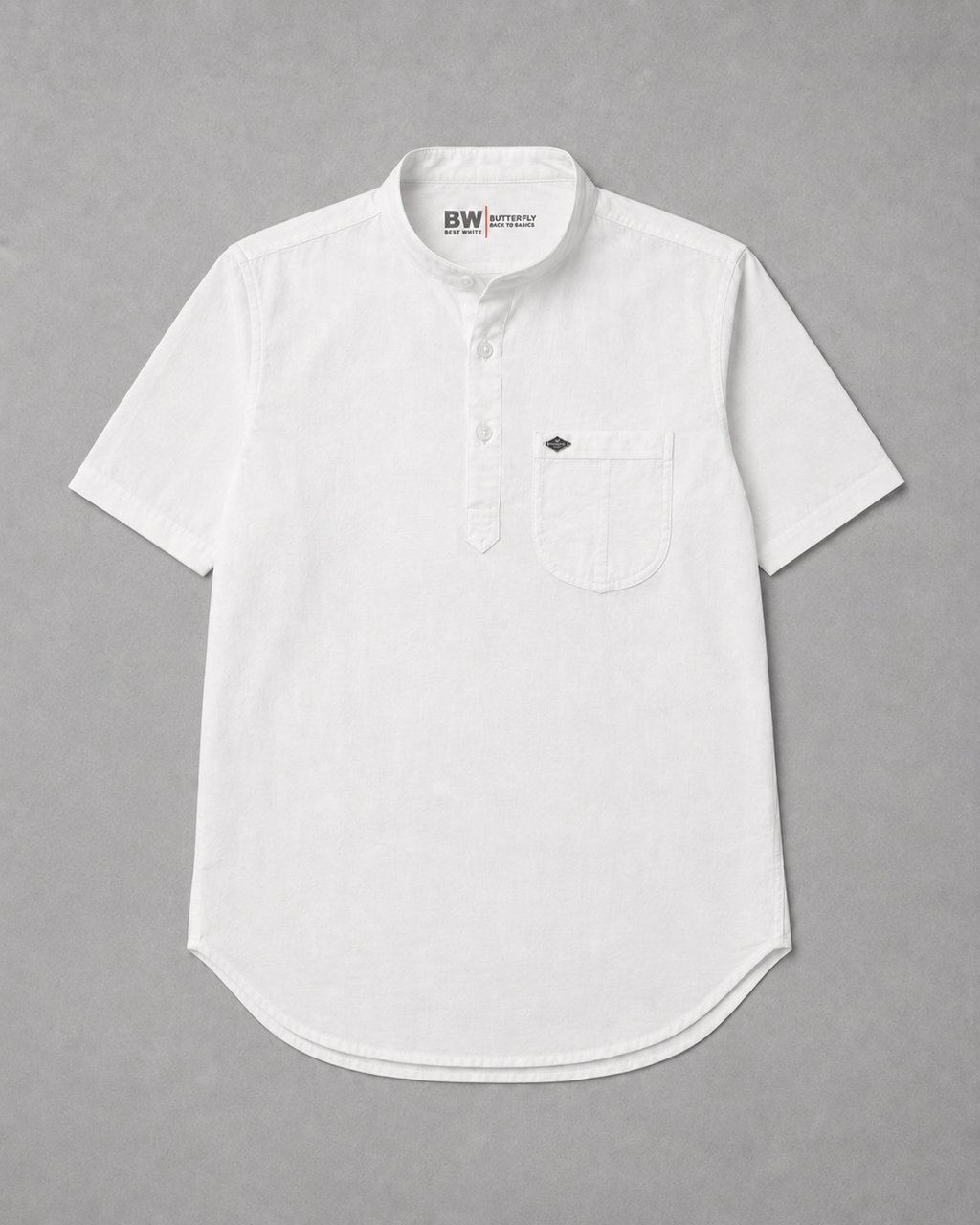 White Cotton Linen Short Kurta – Half Sleeve