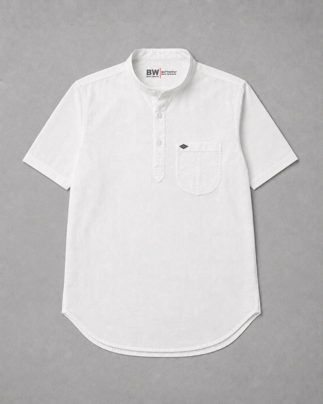 White Cotton Linen Short Kurta – Half Sleeve