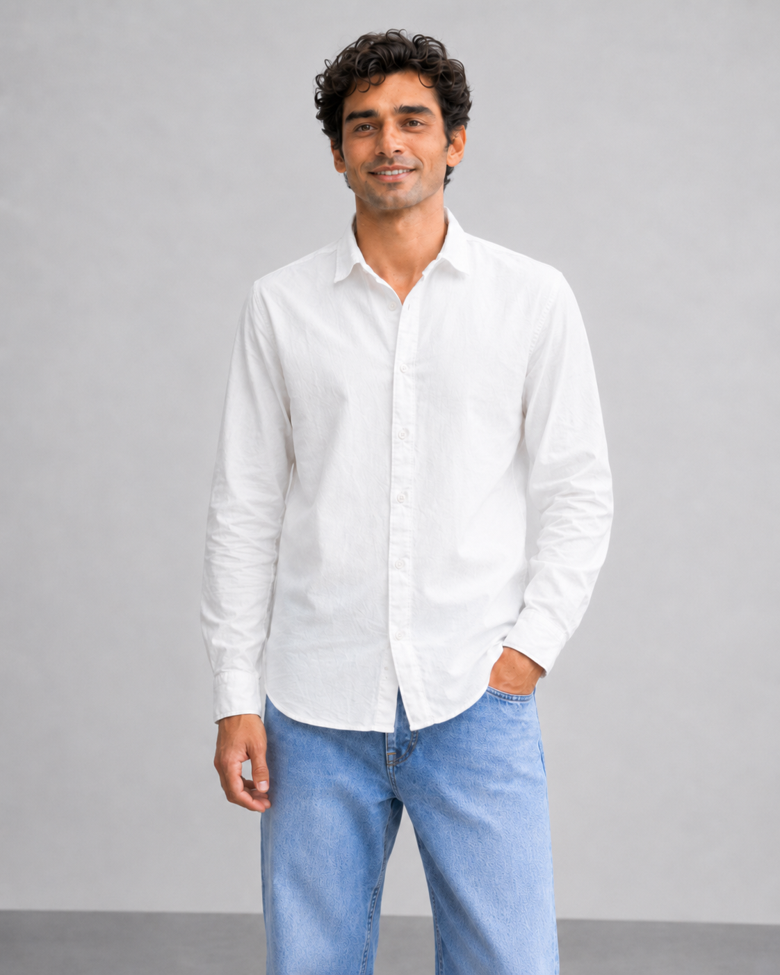 White Solid Cotton Shirt
