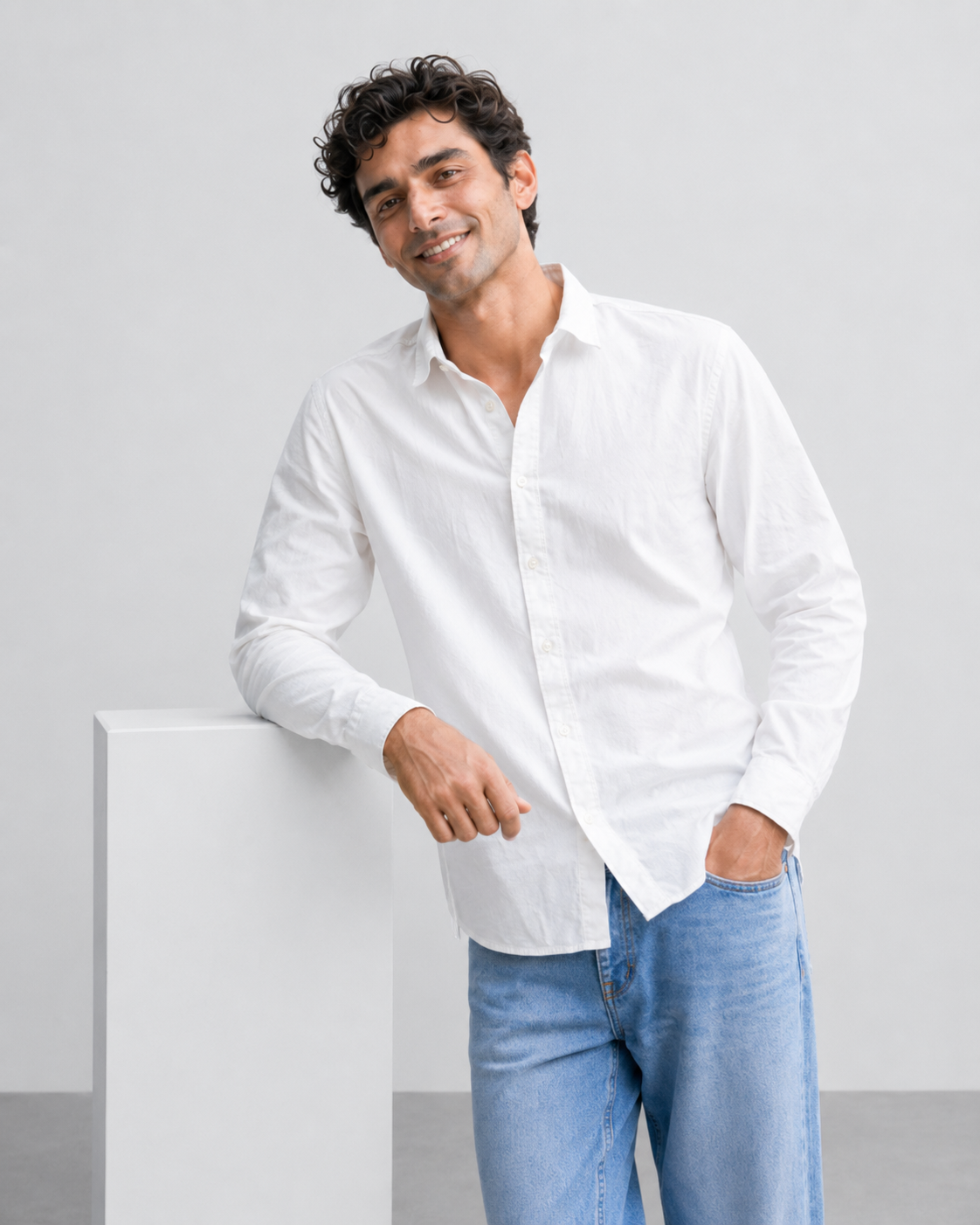 White Solid Cotton Shirt
