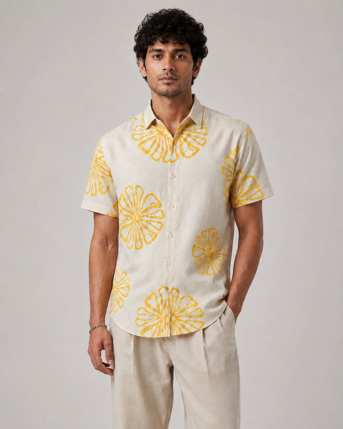 Yellow Bloom Cotton Shirt