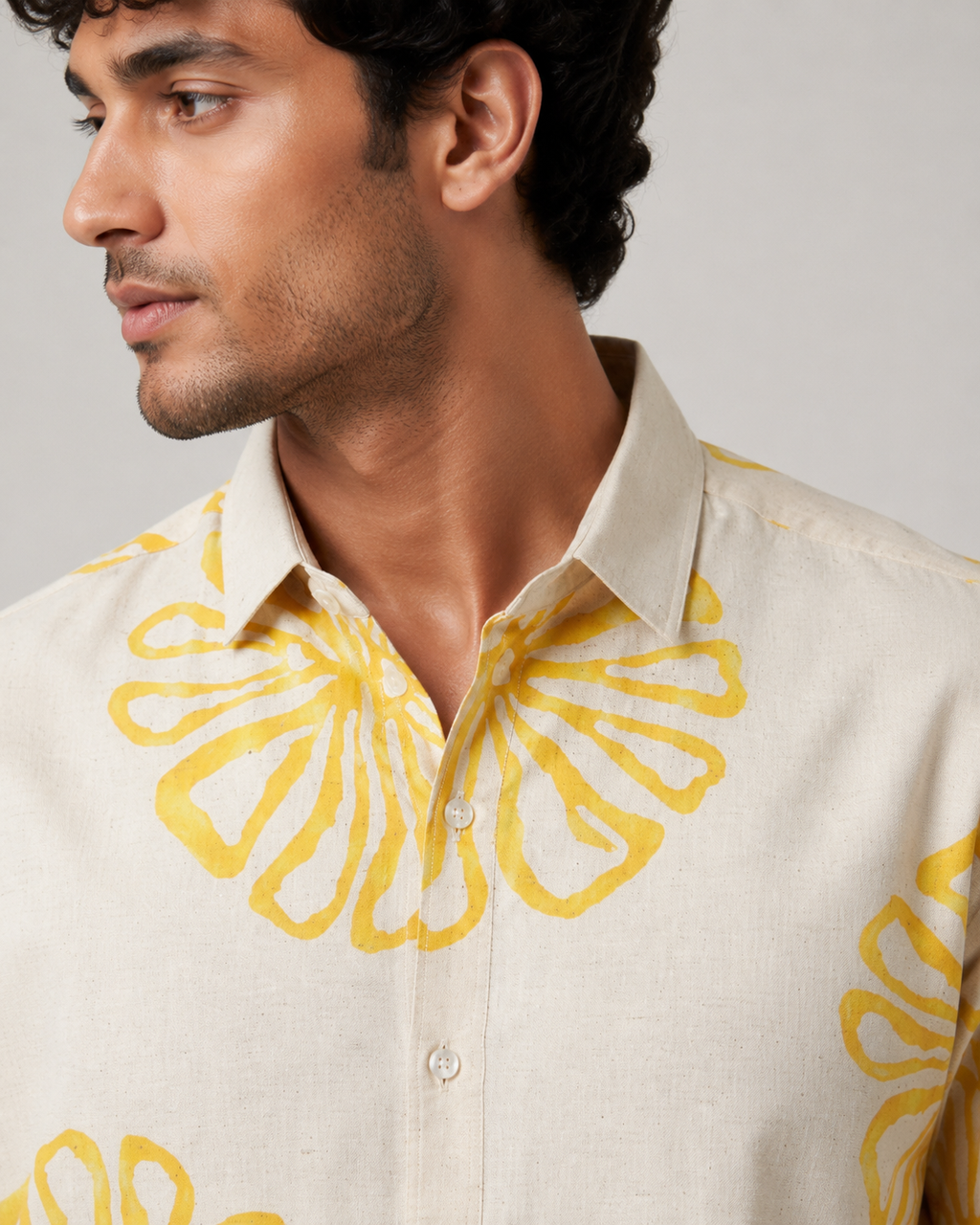 Yellow Bloom Cotton Shirt