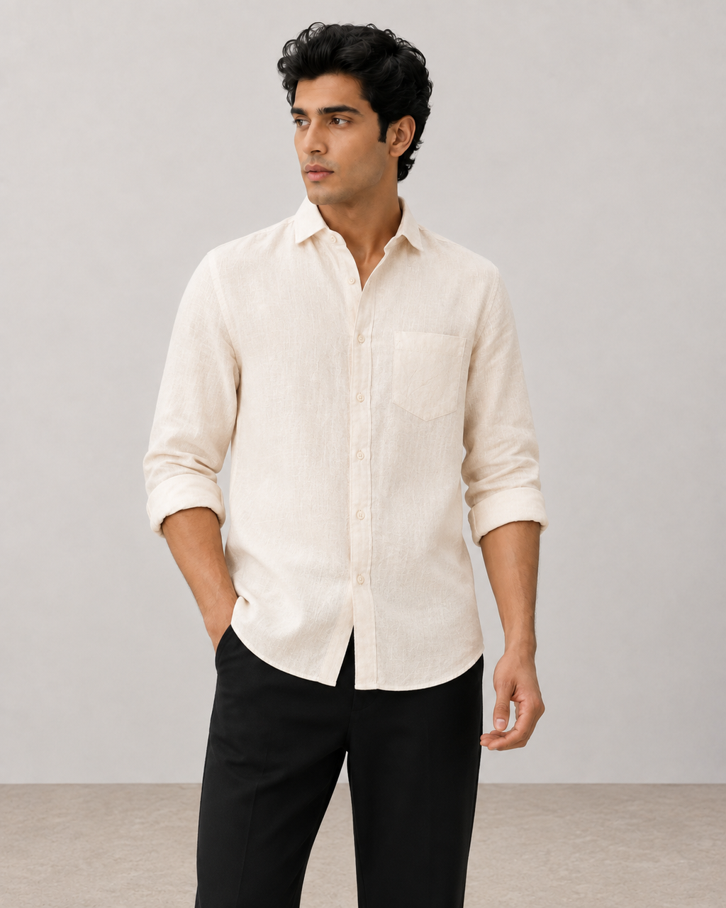 Cream Pure Linen Shirt