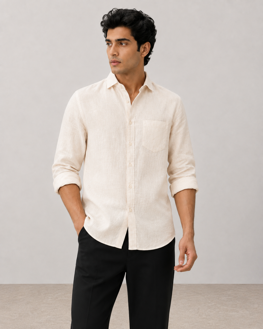 Cream Pure Linen Shirt