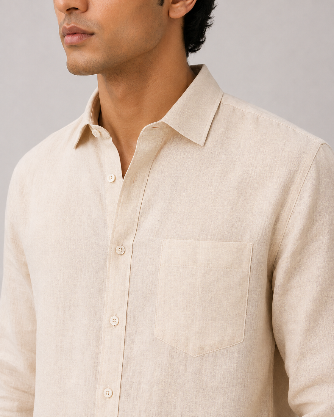 Cream Pure Linen Shirt