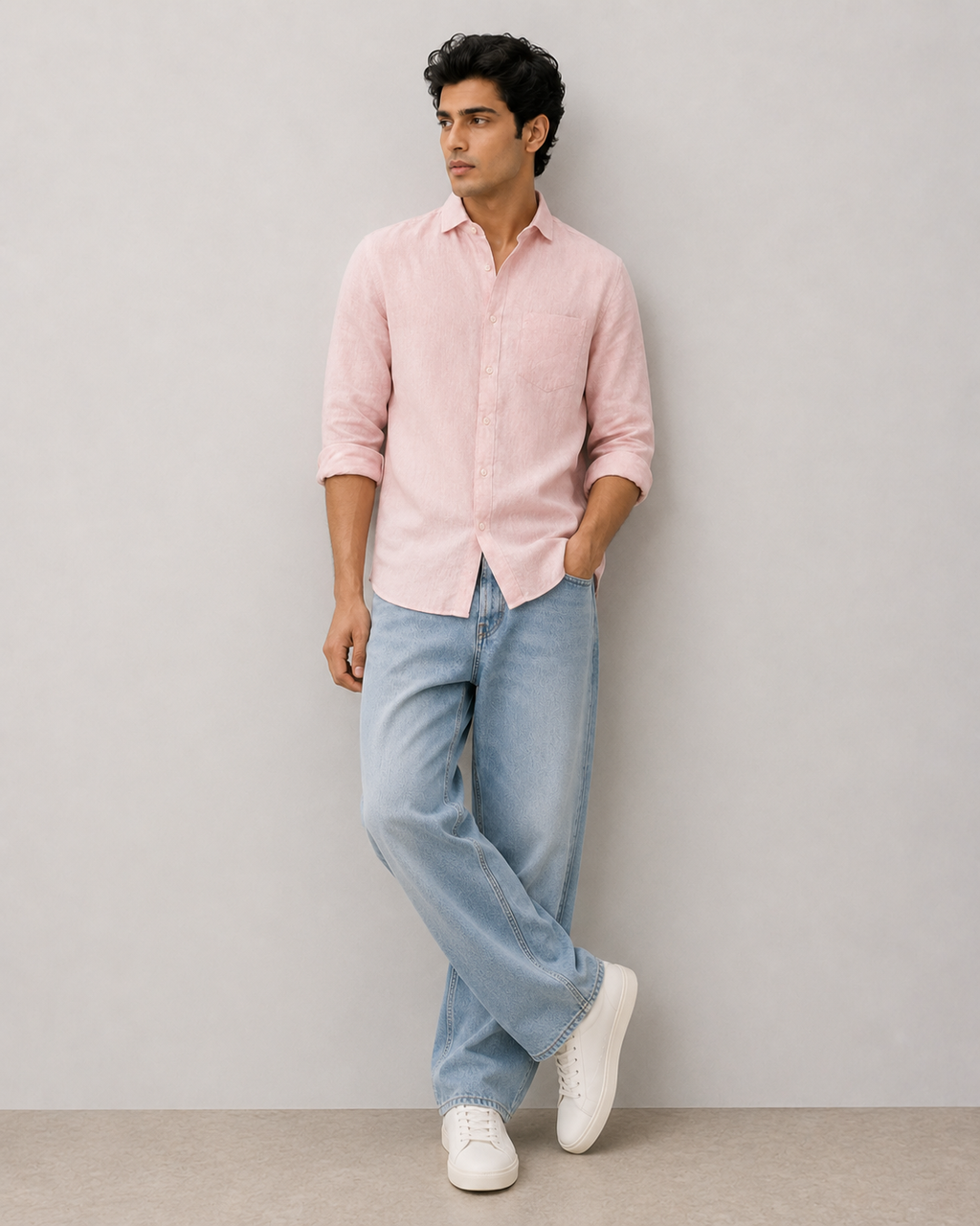 Light Pink Pure Linen Shirt