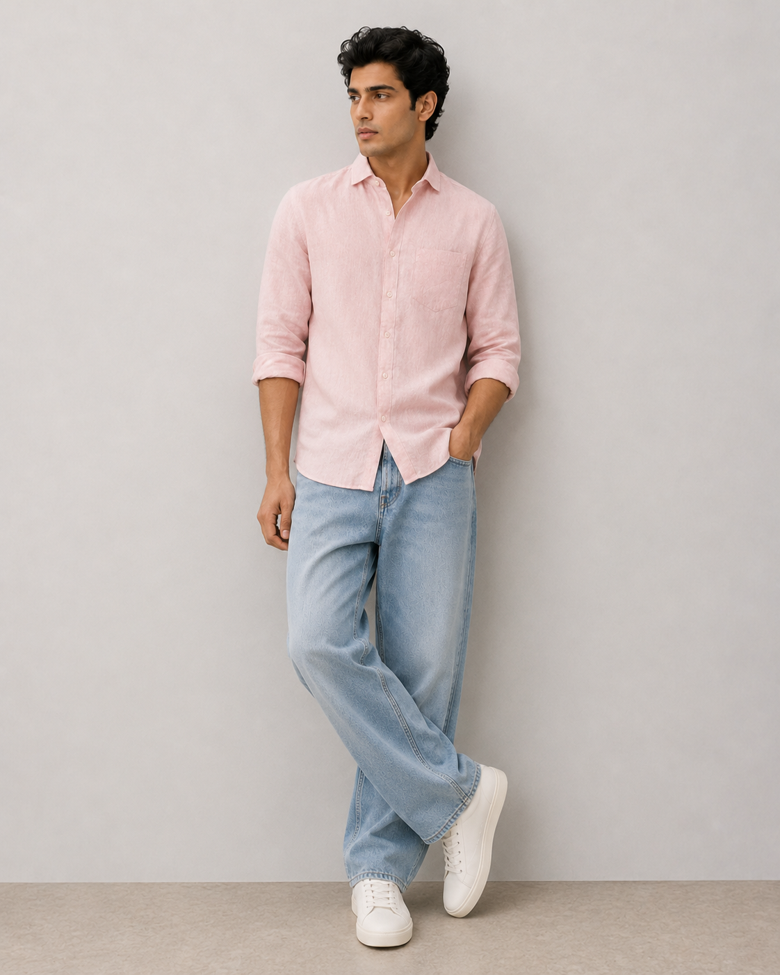 Light Pink Pure Linen Shirt