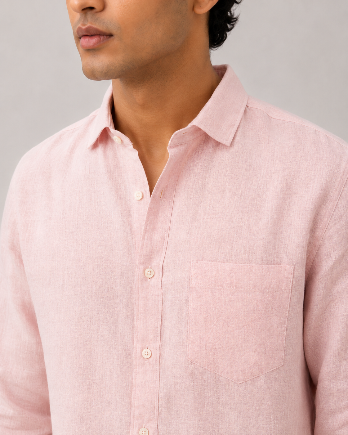 Light Pink Pure Linen Shirt