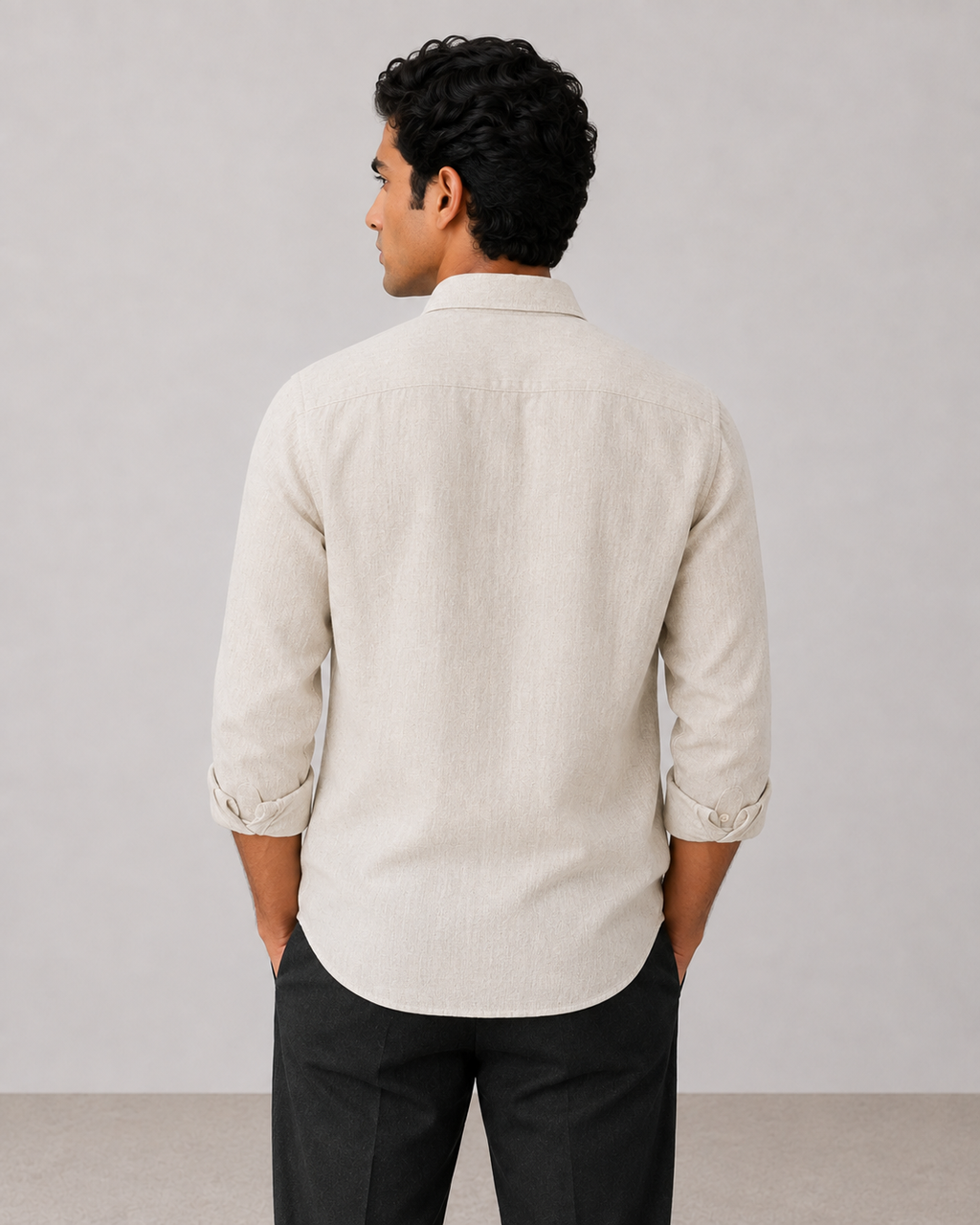 Natural Beige Pure Linen Shirt