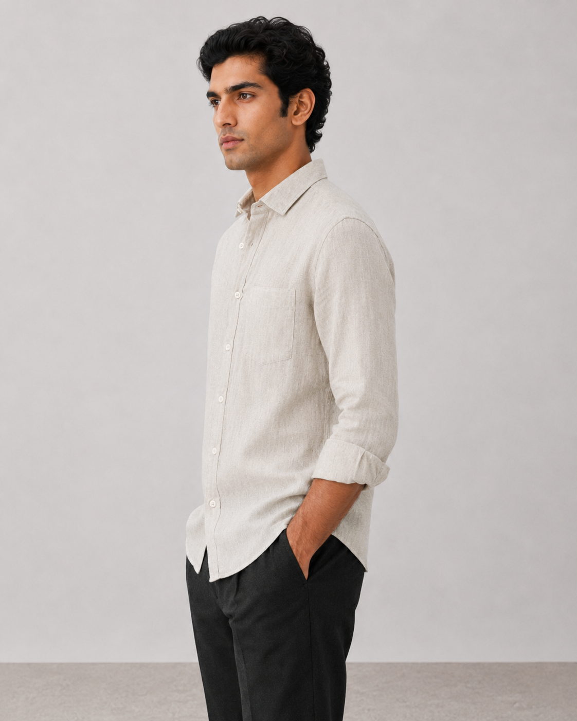 Natural Beige Pure Linen Shirt