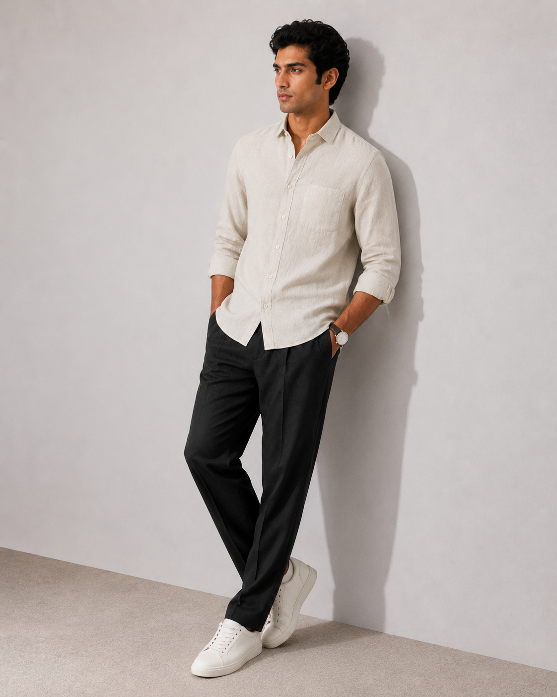 Natural Beige Pure Linen Shirt