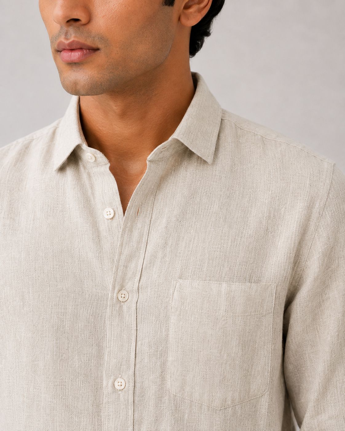 Natural Beige Pure Linen Shirt