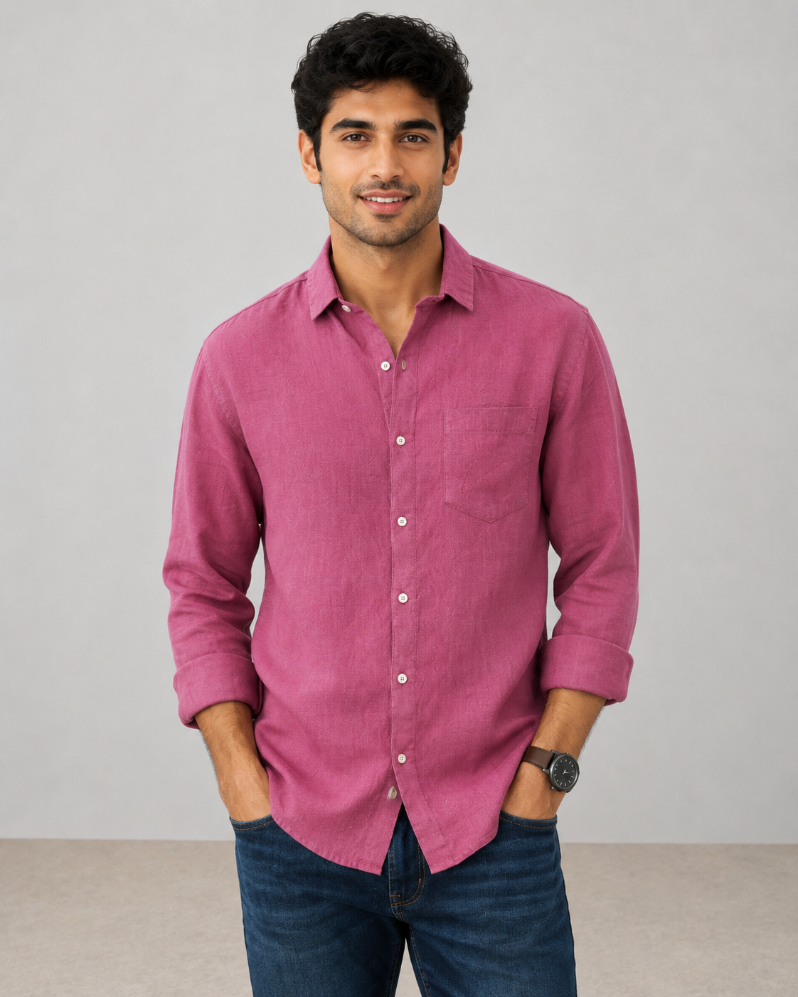 Rose Pink Pure Linen Shirt
