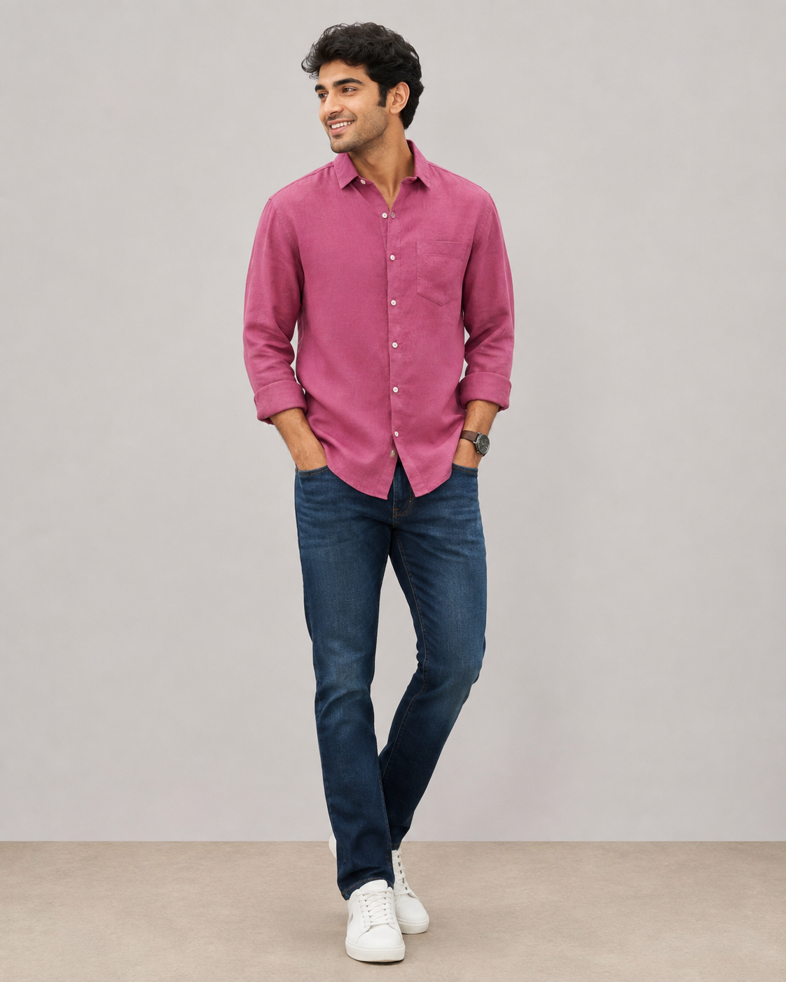 Rose Pink Pure Linen Shirt