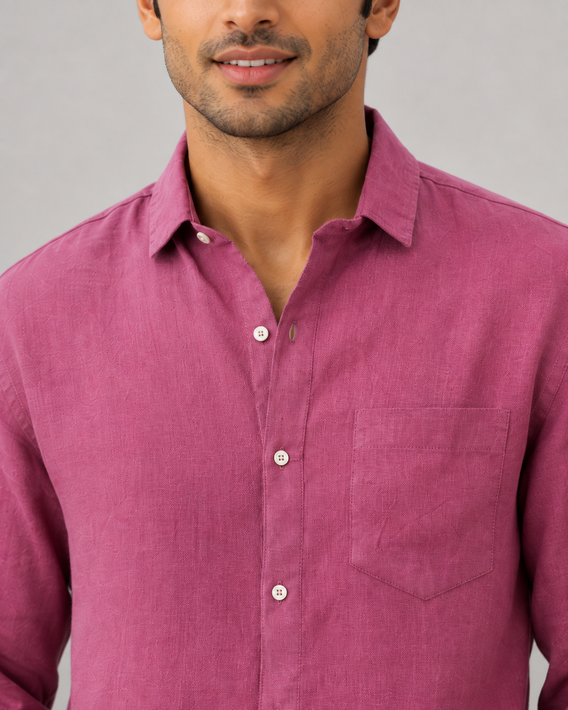 Rose Pink Pure Linen Shirt