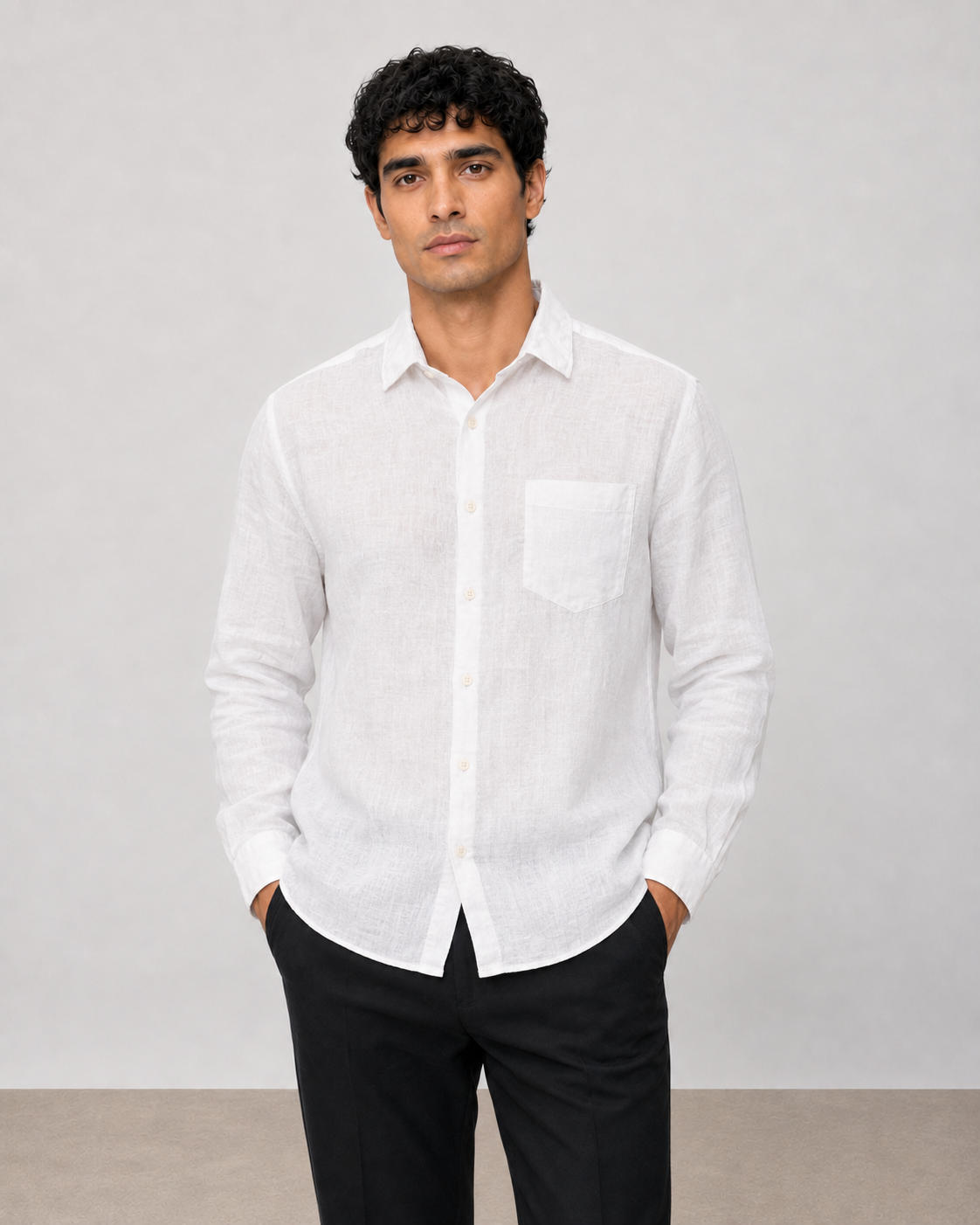 White Classic Pure Linen Shirt