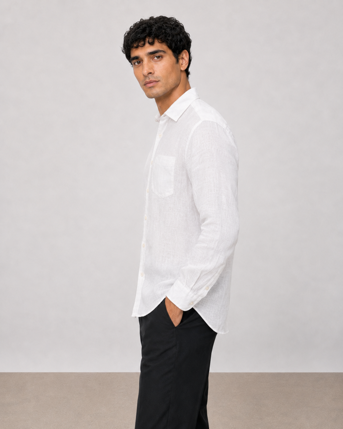 White Classic Pure Linen Shirt